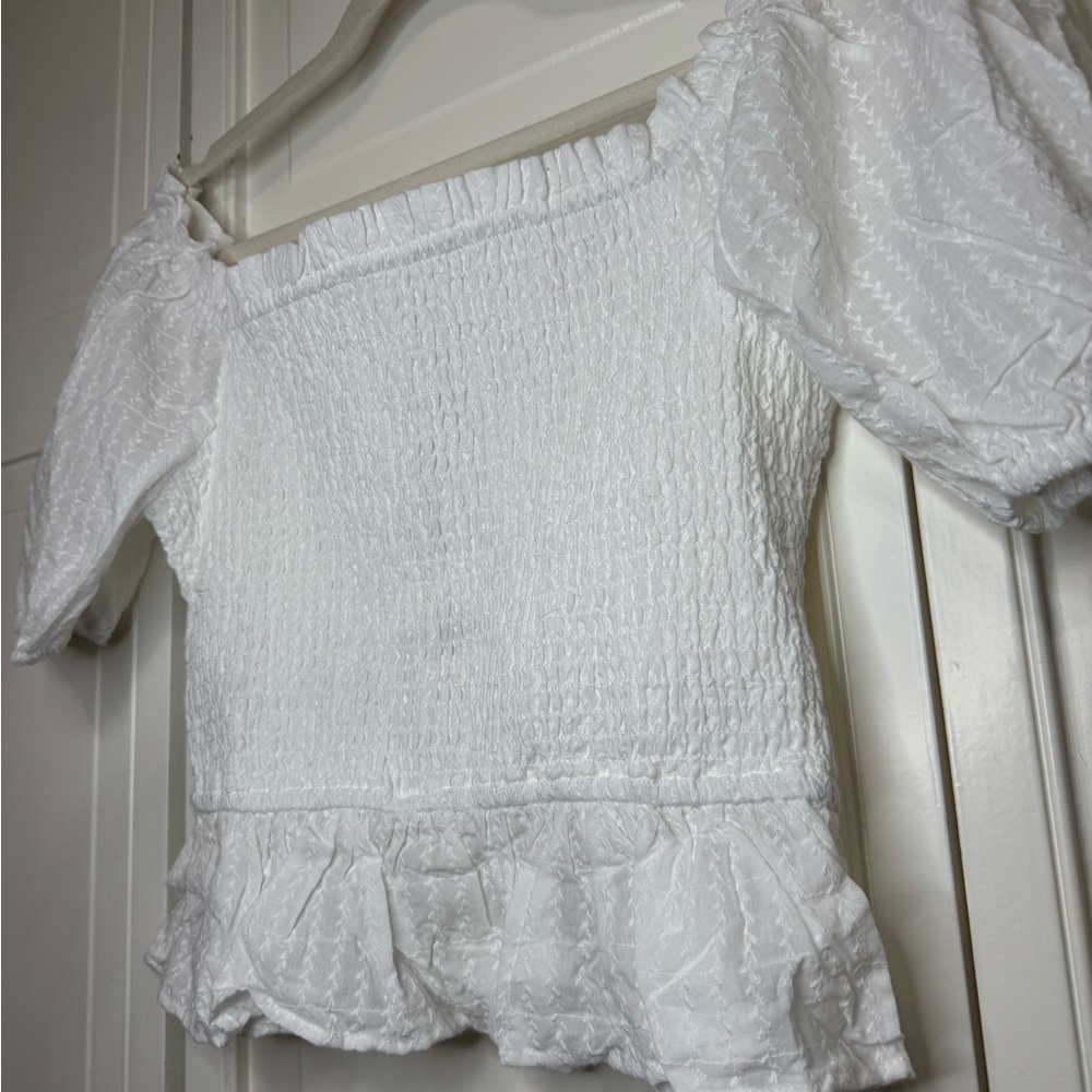 Lost + Wander Off-White Smocked Blouse